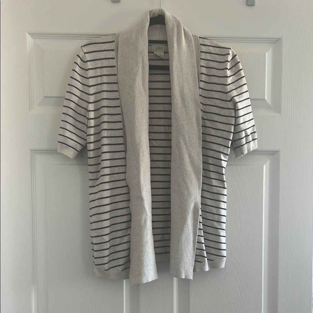 LL Bean short sleeve Striped Cardigan size S